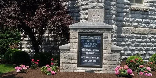 Welcome sign at the front of the First Presbyterian Church in Bucyrus.